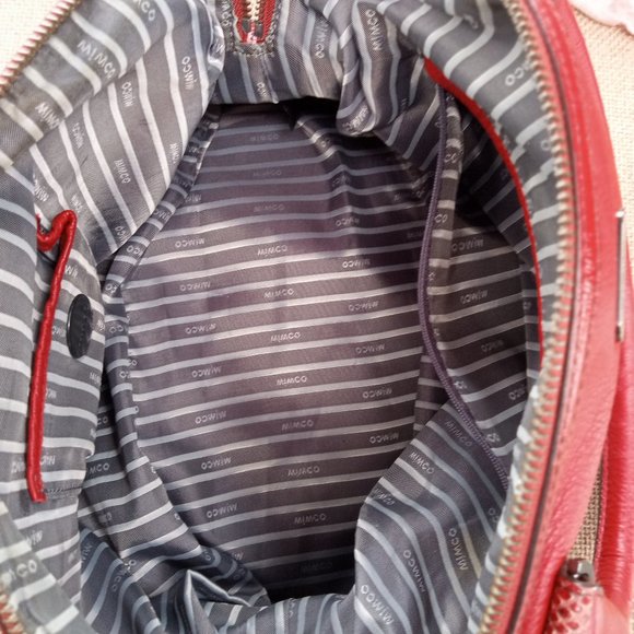 Mimco Lipstick Red Button Leather Shoulder Bag - Picture 6 of 6